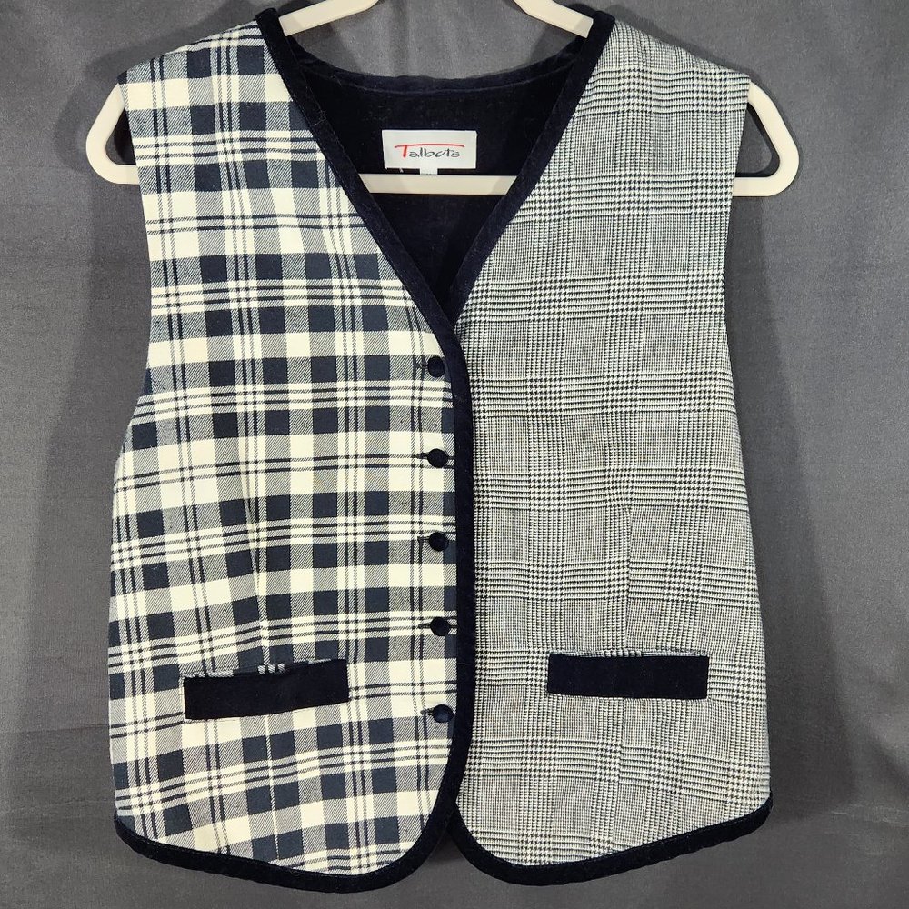 Have one to sell? Sell now Talbots Women's Button Down Vest Checked Plaid Duo D
